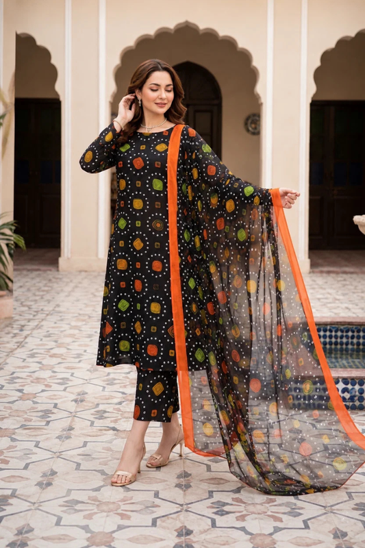 CHUNRI - Unstitched - Lawn 3pc Printed Suit