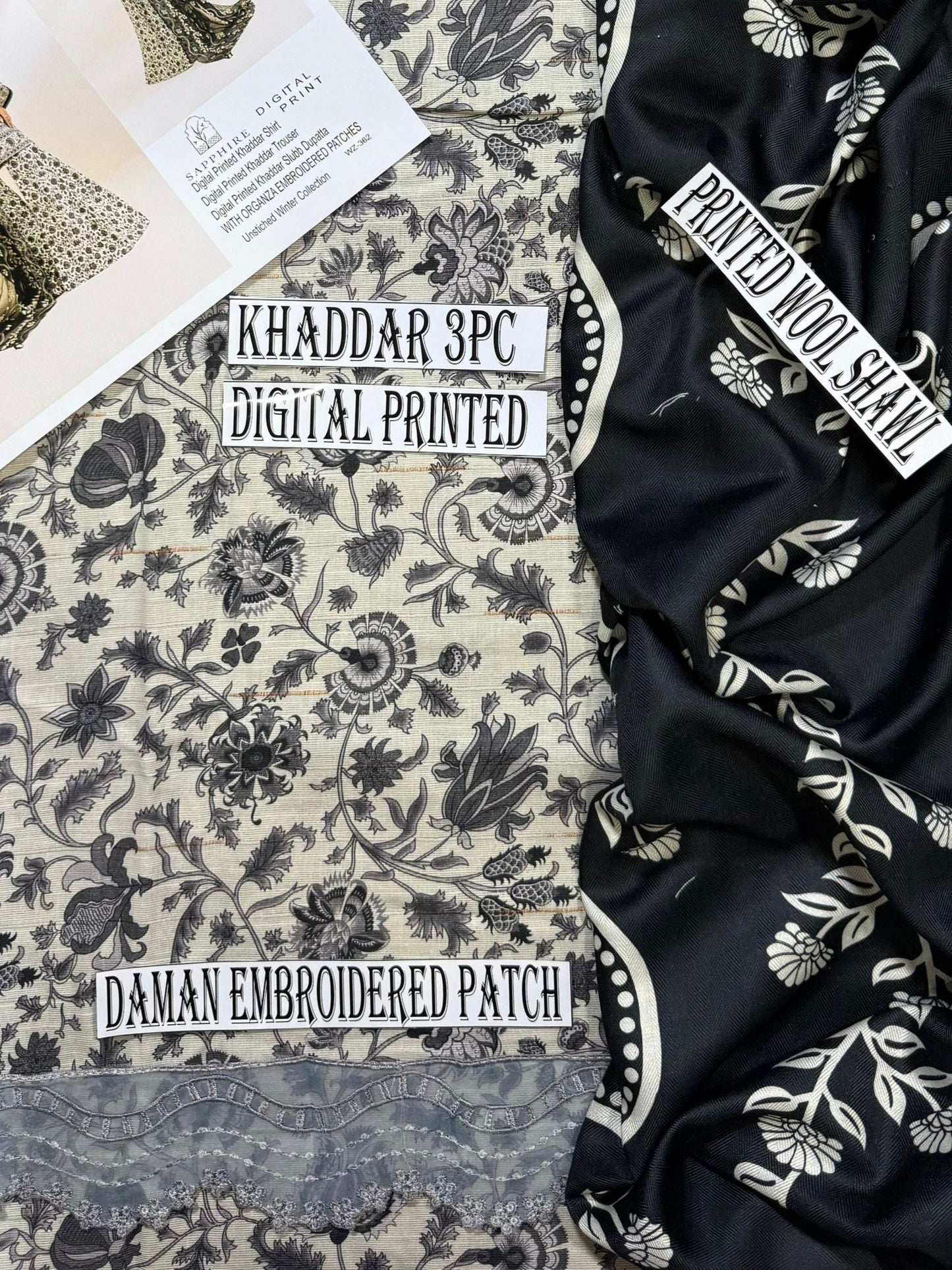 Unstitched - Khaddar 3pc Printed Suit