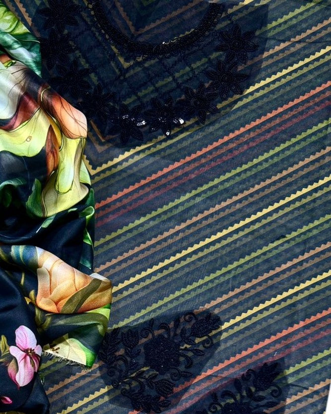 Unstitched - Pure Silk 3pc Printed Suit