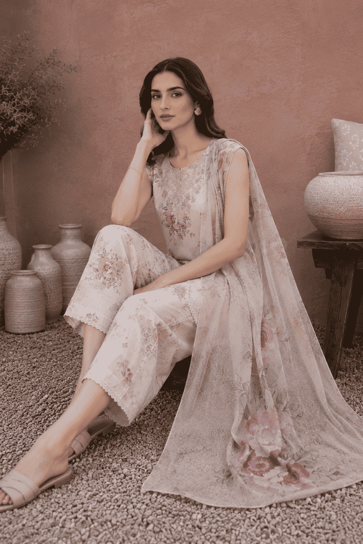 SHANAYA - Unstitched - Lawn 3pc Printed Suit