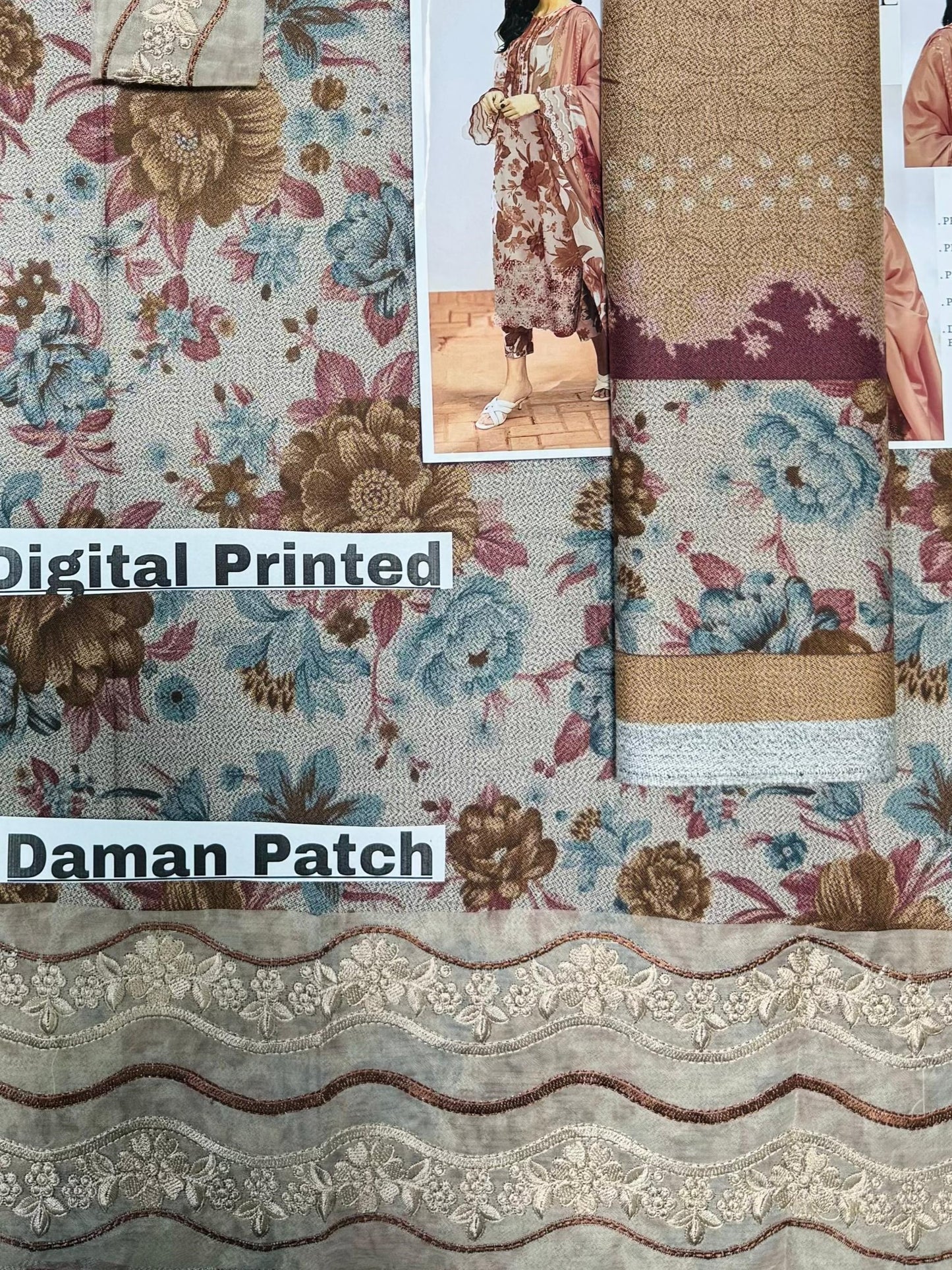 Unstitched - Dhanak 3pc Embroidered Suit