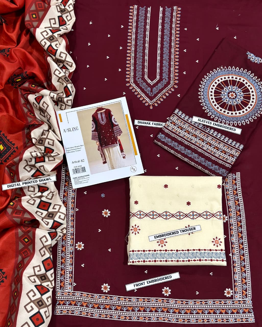 Jazmin - Premium Unstitched - Embroidered Lawn 3pc Suit