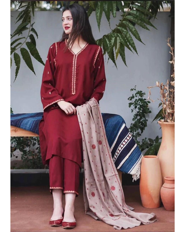Unstitched - Dhanak 3pc Embroidered Suit