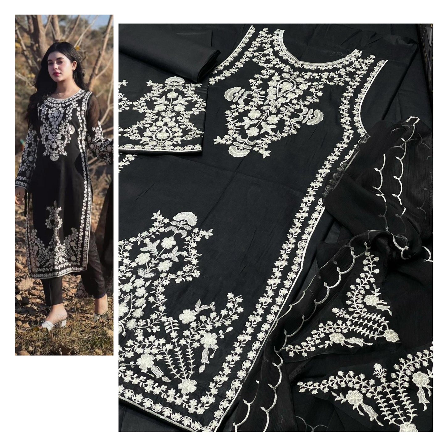 Premium Unstitched - Lawn 3pc Embroidered Suit