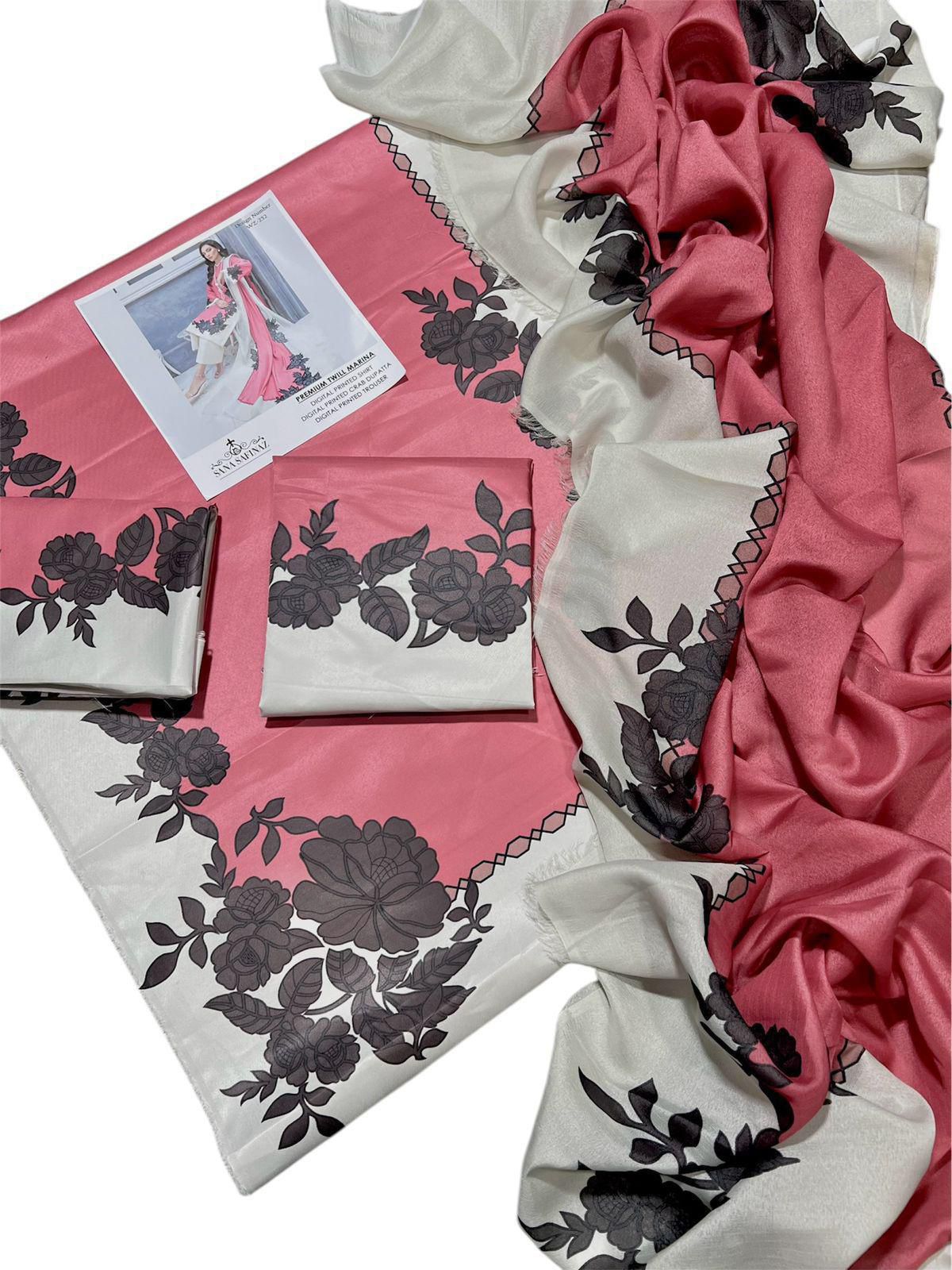 Unstitched - Swiss Silk 3pc Printed Suit