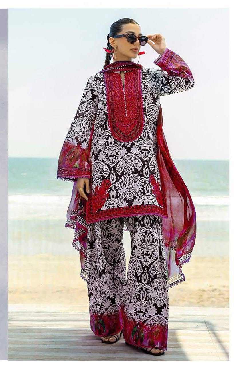 Premium Unstitched - Lawn 3pc Embroidered Suit