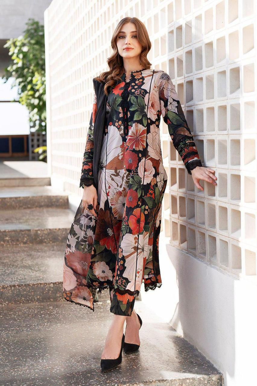 Premium Unstitched - Lawn 3pc Embroidered Suit