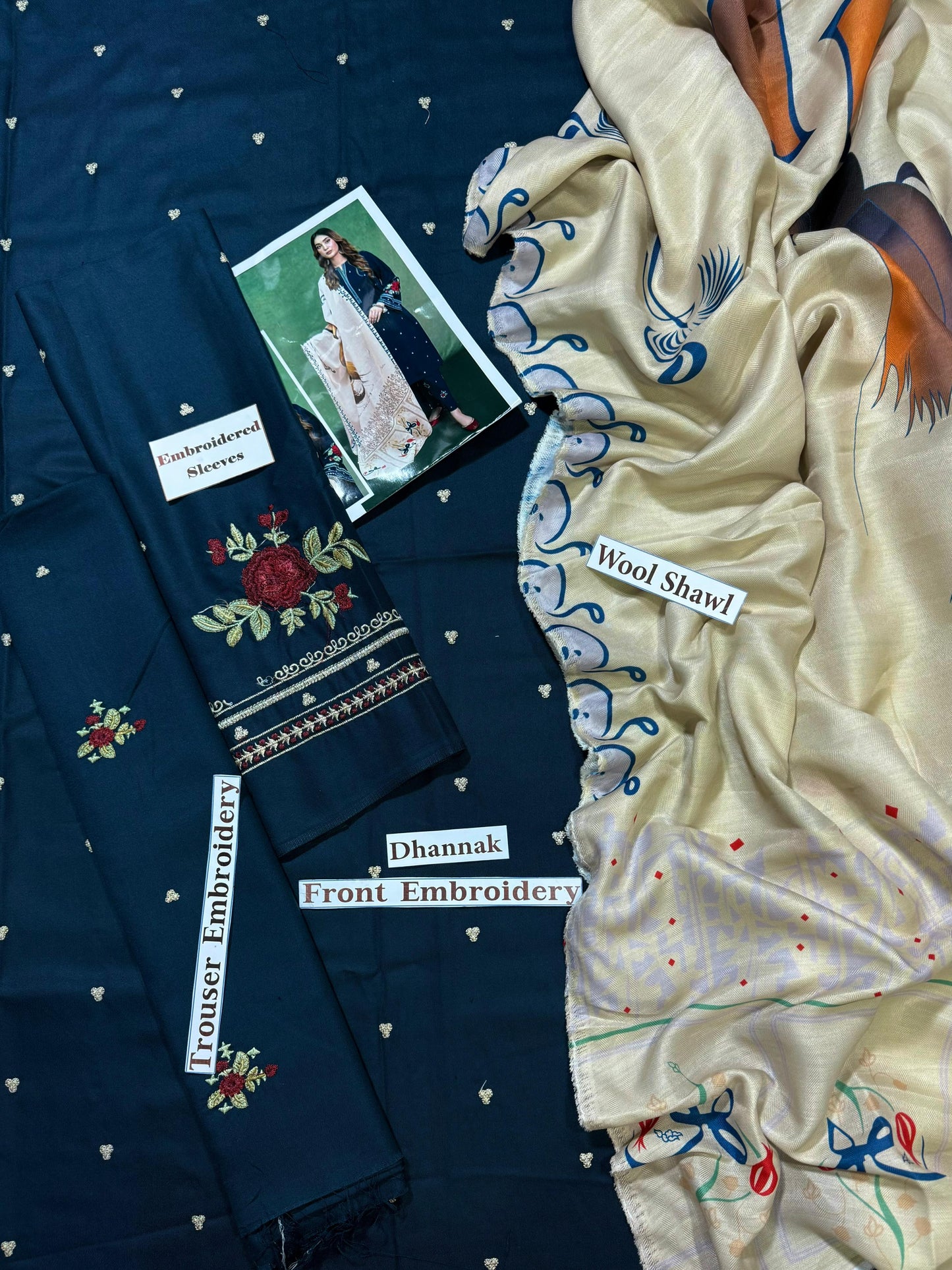 Unstitched - Dhanak 3pc Embroidered Suit