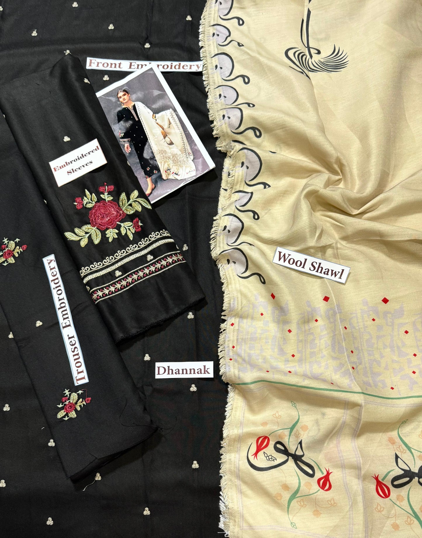 Unstitched - Dhanak 3pc Embroidered Suit