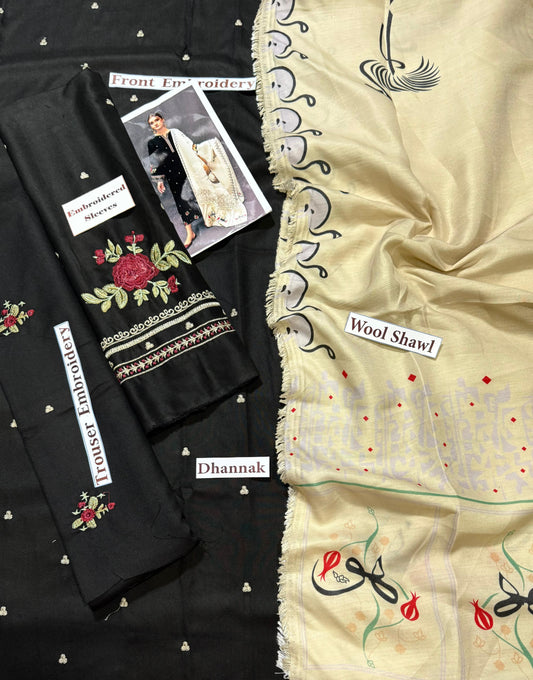 Unstitched - Dhanak 3pc Embroidered Suit