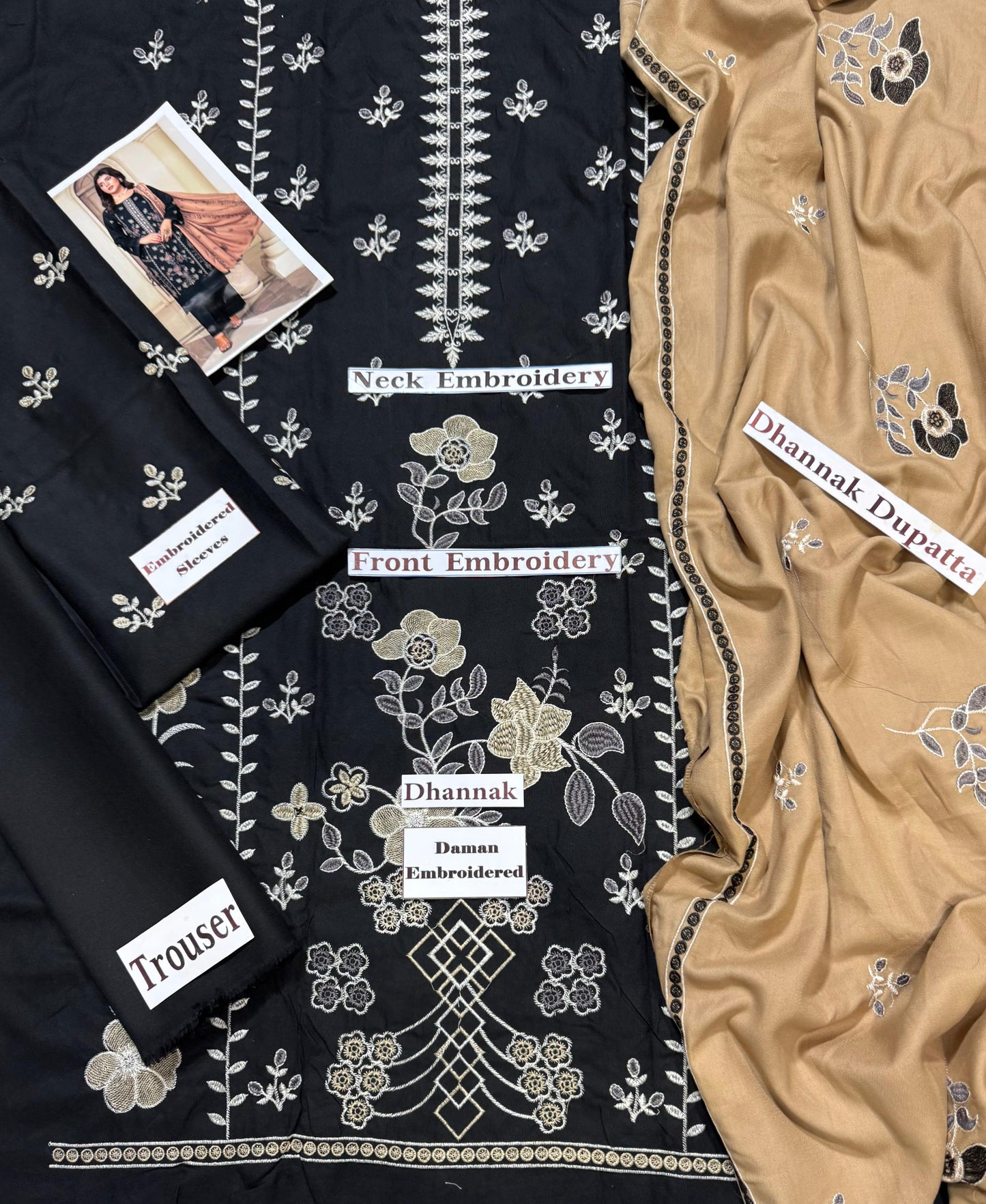 Unstitched - Dhanak 3pc Embroidered Suit