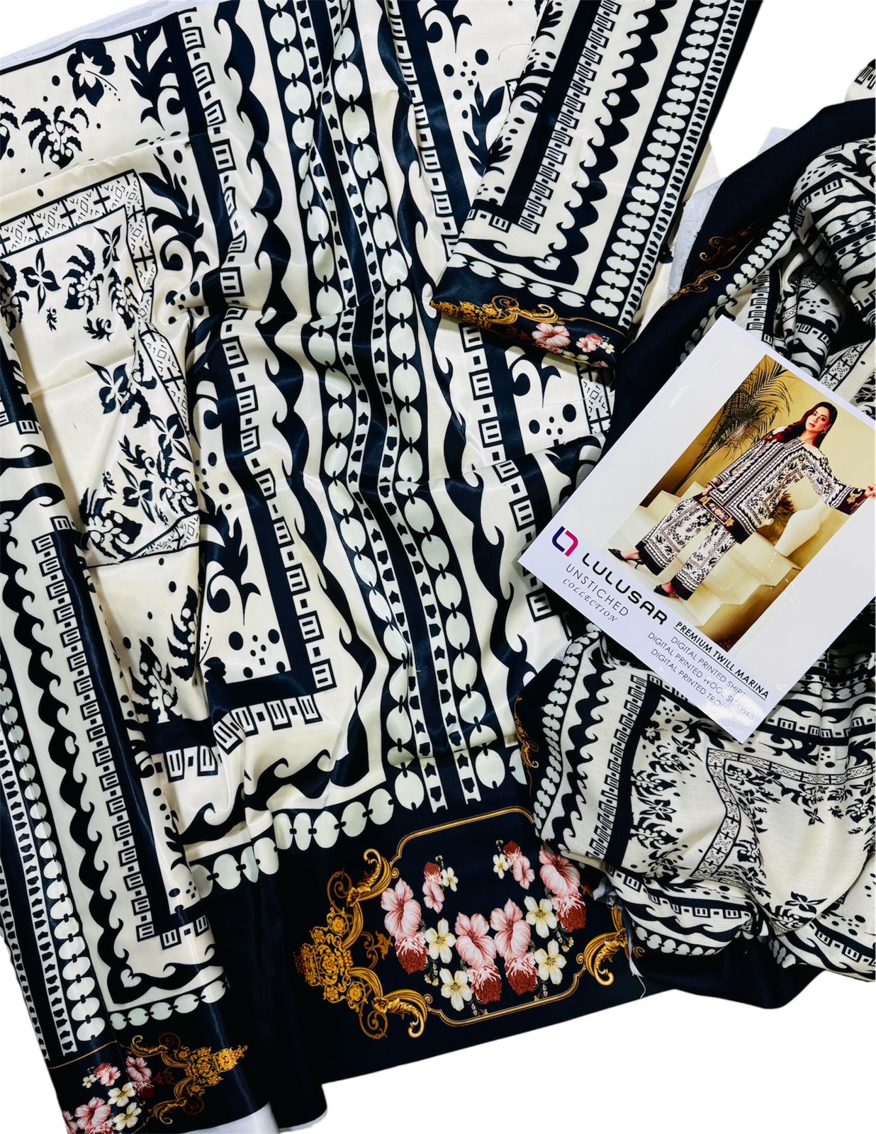 Unstitched - Silk 3pc Printed Suit