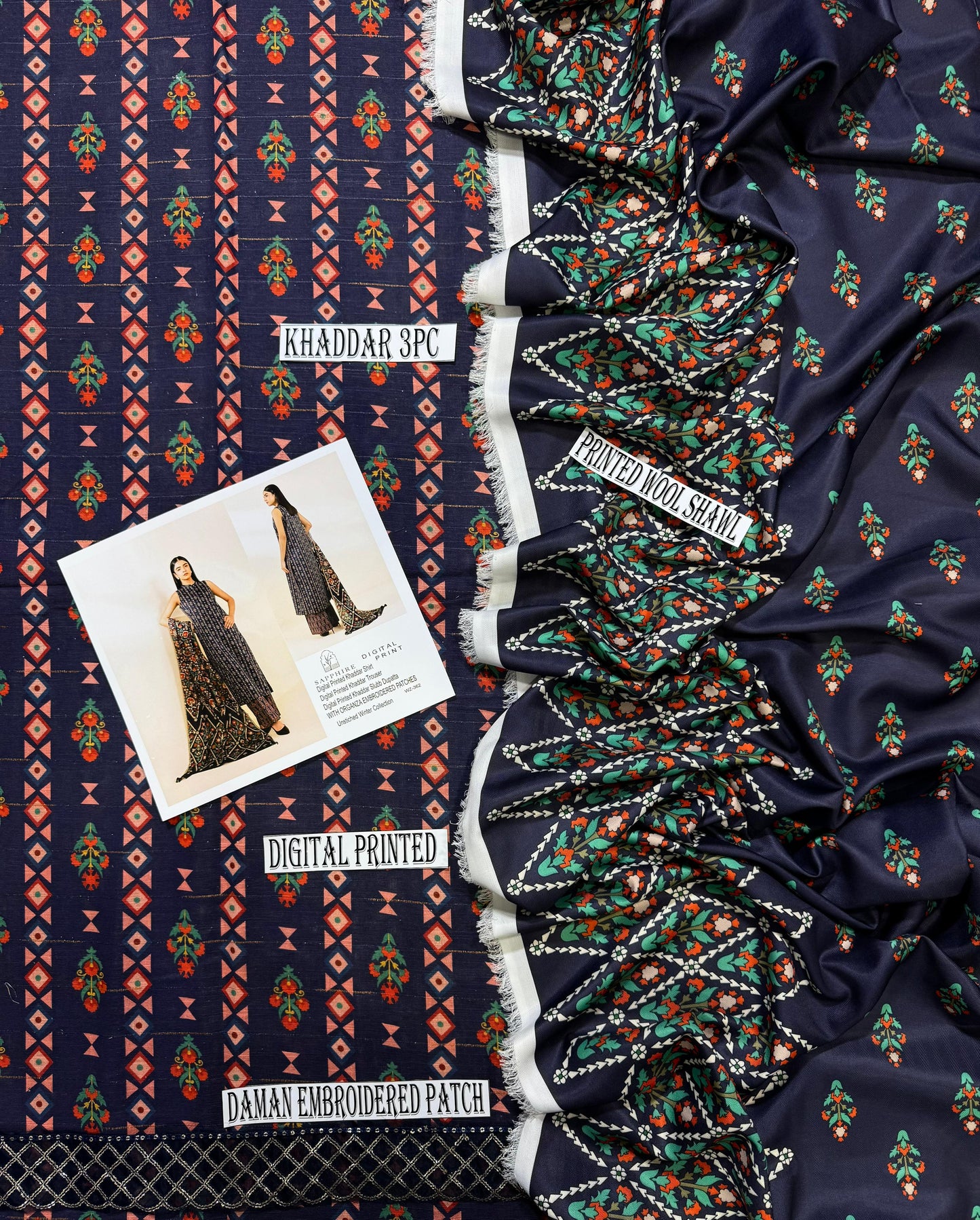 Unstitched - Khaddar 3pc Printed Suit