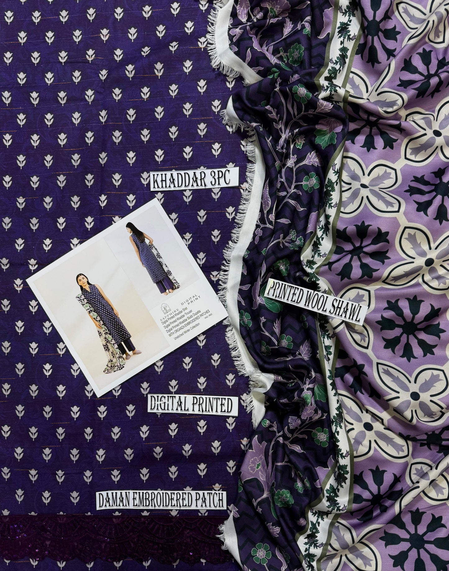 Unstitched - Khaddar 3pc Printed Suit