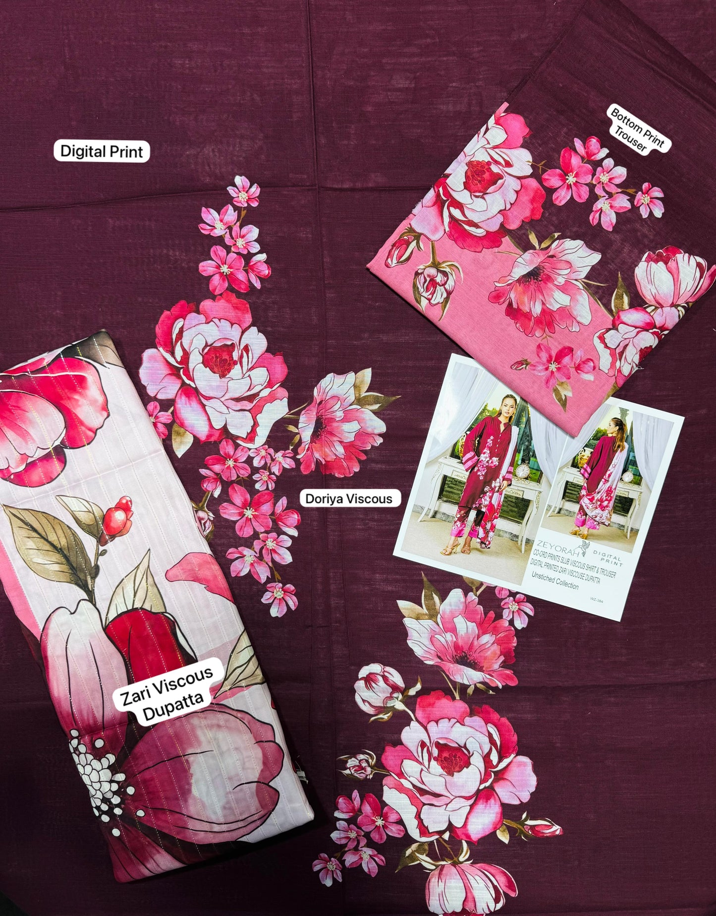 Unstitched - Doriya Viscous 3pc Printed Suit