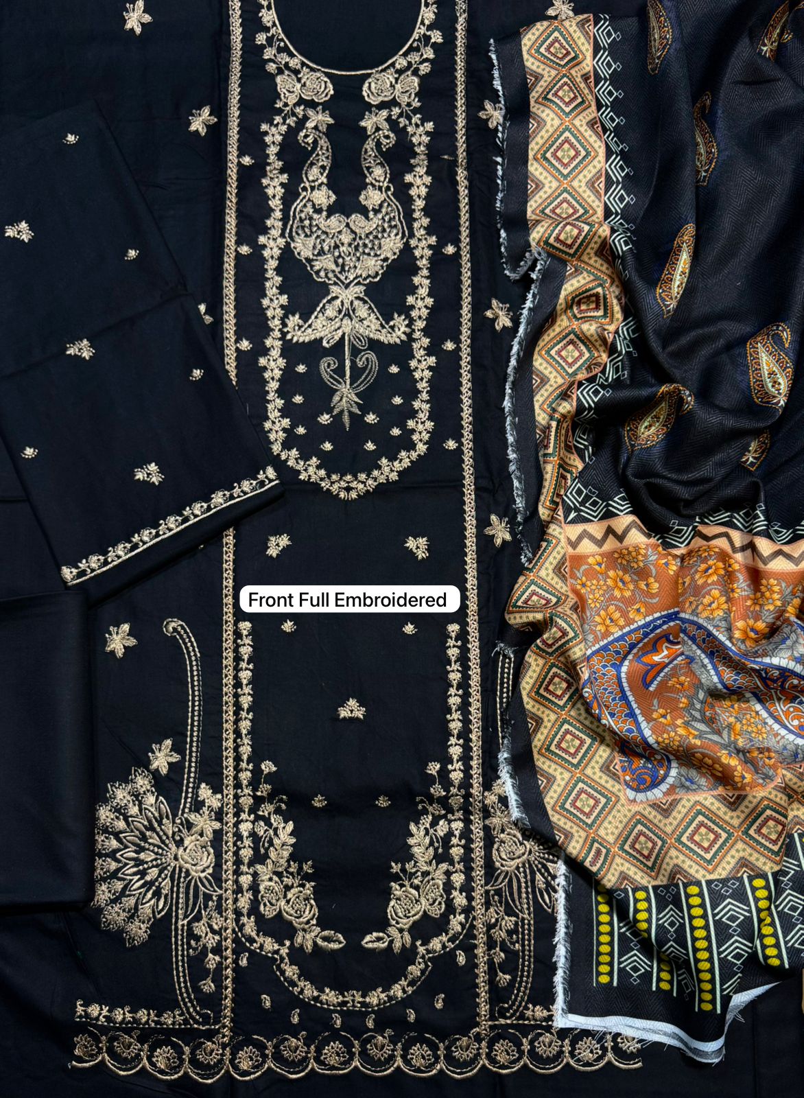 Unstitched - Dhanak 3pc Embroidered Suit