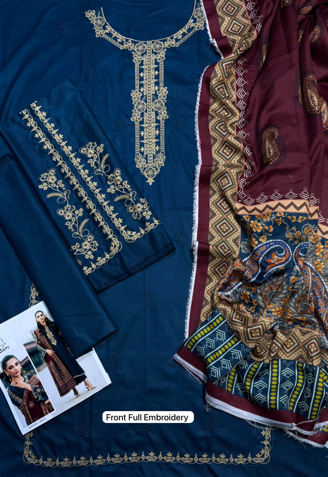 Unstitched - Dhanak 3pc Embroidered Suit