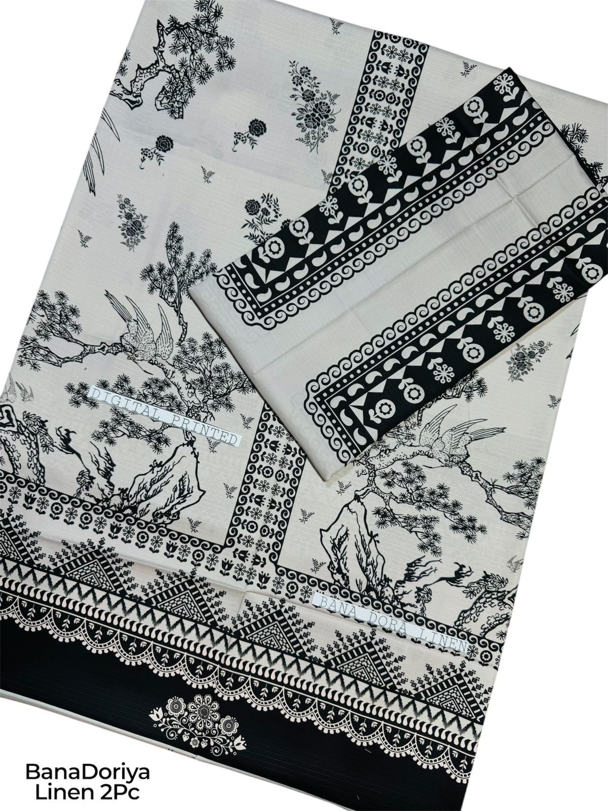 Unstitched - Doriya Linen 2pc Printed Suit