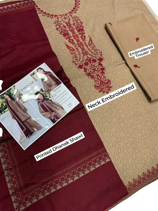 Unstitched - Dhanak 3pc Embroidered Suit