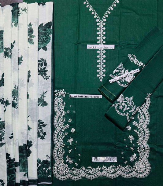 Zara - Premium Unstitched - Embroidered Lawn 3pc Suit