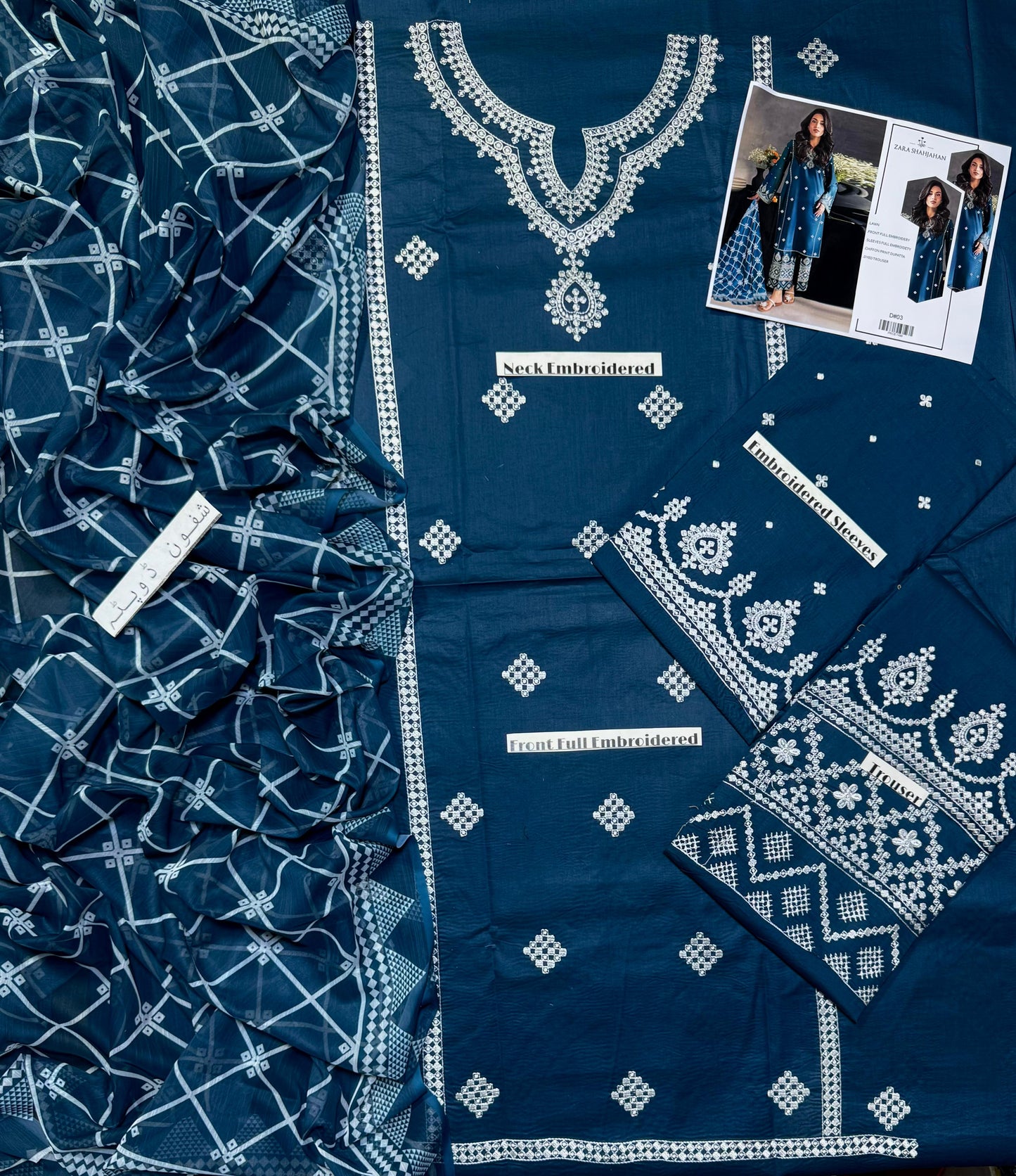 Zara - Premium Unstitched - Embroidered Lawn 3pc Suit