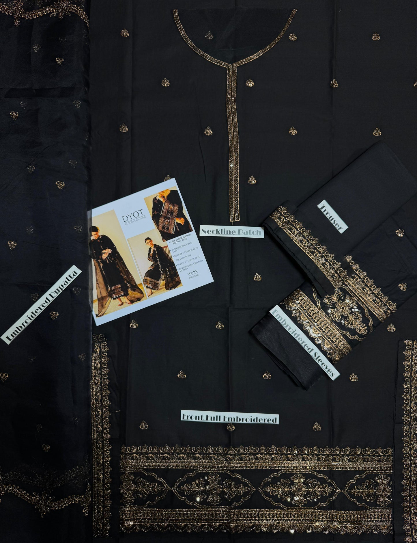 Dyot - Premium Unstitched - Embroidered Lawn 3pc Suit