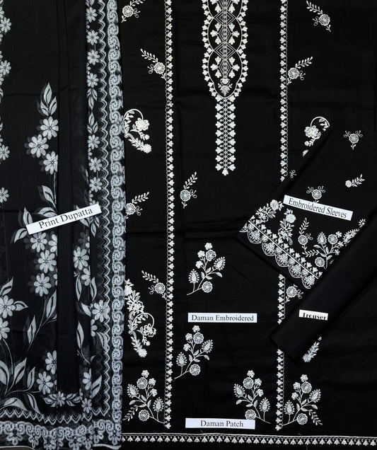 Cross Stitch - Premium Unstitched - Embroidered Lawn 3pc Suit