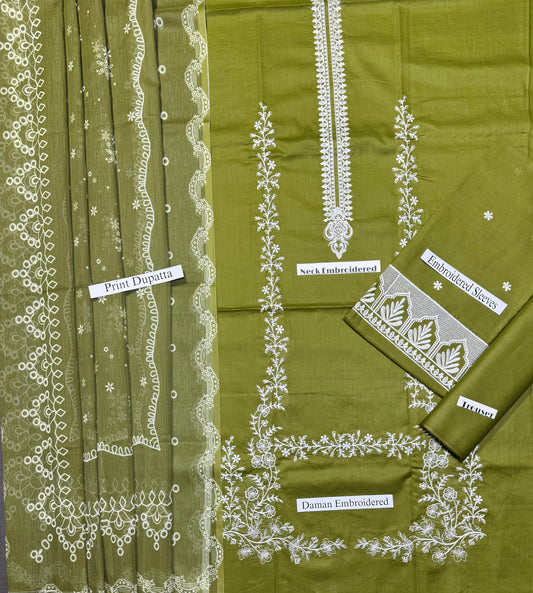 Zarqash - Premium Unstitched - Embroidered Lawn 3pc Suit