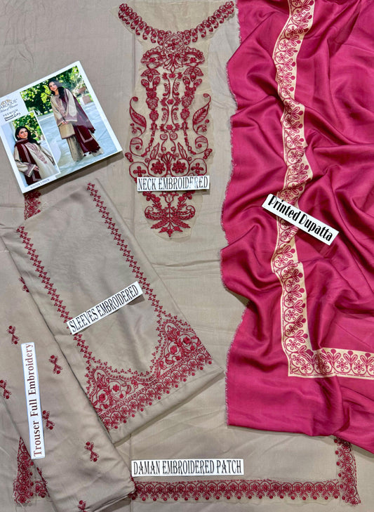Baroque - Premium Unstitched - Embroidered Lawn 3pc Suit