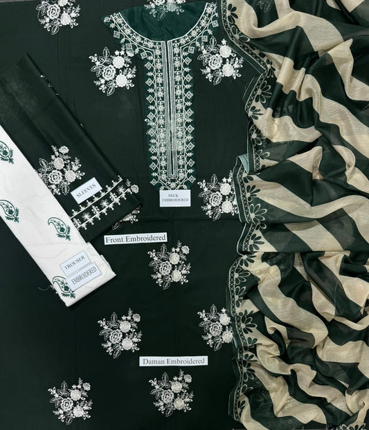 Zara - Premium Unstitched - Embroidered Lawn 3pc Suit
