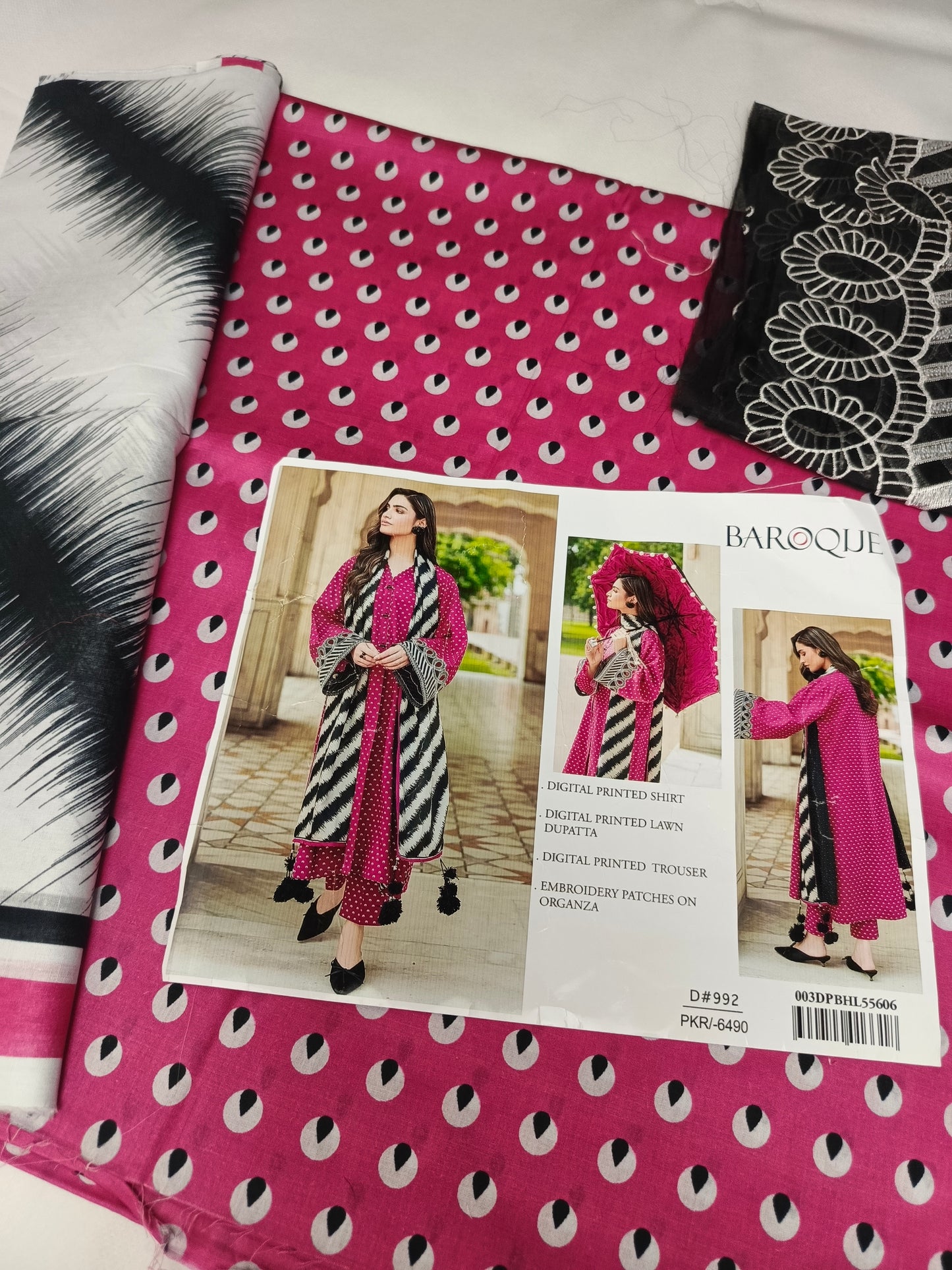 Premium Unstitched - Lawn 3pc Embroidered Suit