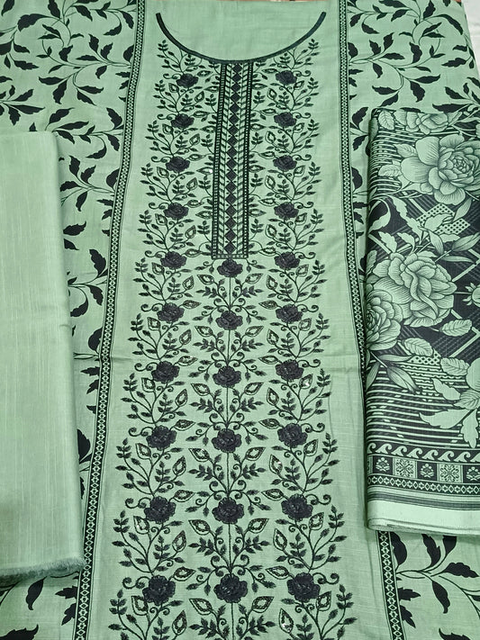Unstitched - Khaddar 3pc Embroidered Suit