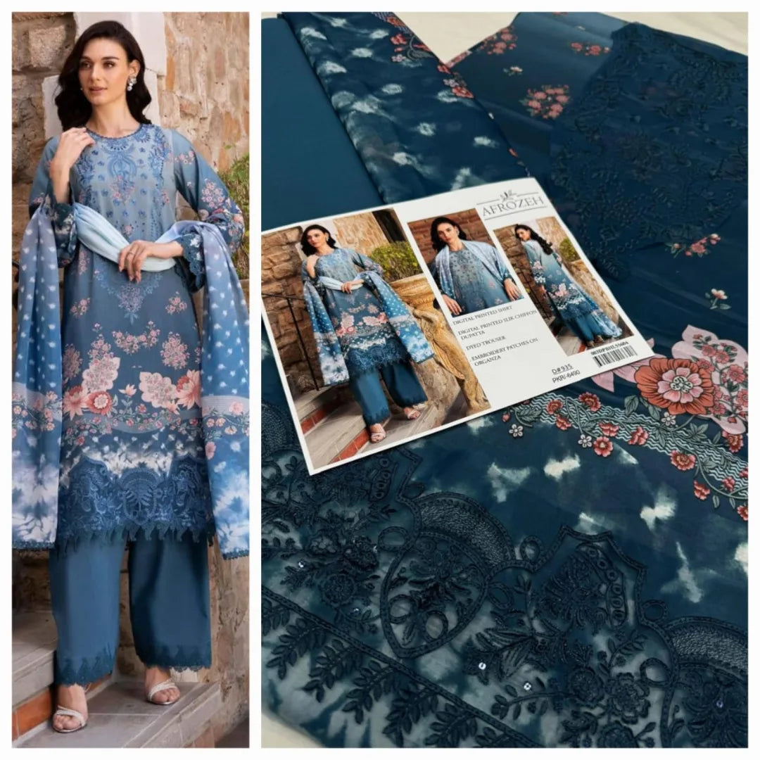 Premium Unstitched - Lawn 3pc Embroidered Suit
