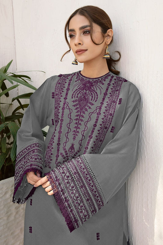 Premium Unstitched - Embroidered Lawn 3pc Suit