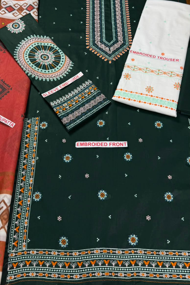 Jazmin - Premium Unstitched - Embroidered Lawn 3pc Suit