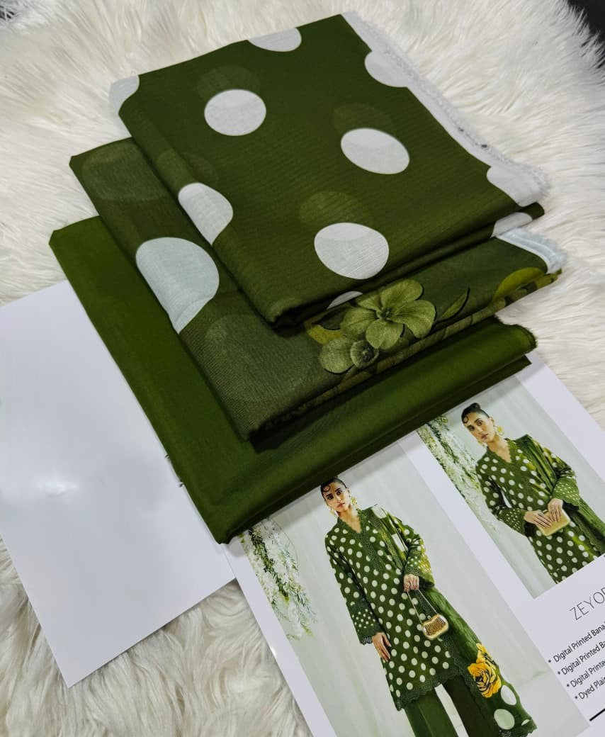 ZEYORAH - Unstitched - Lawn 3pc Printed Suit
