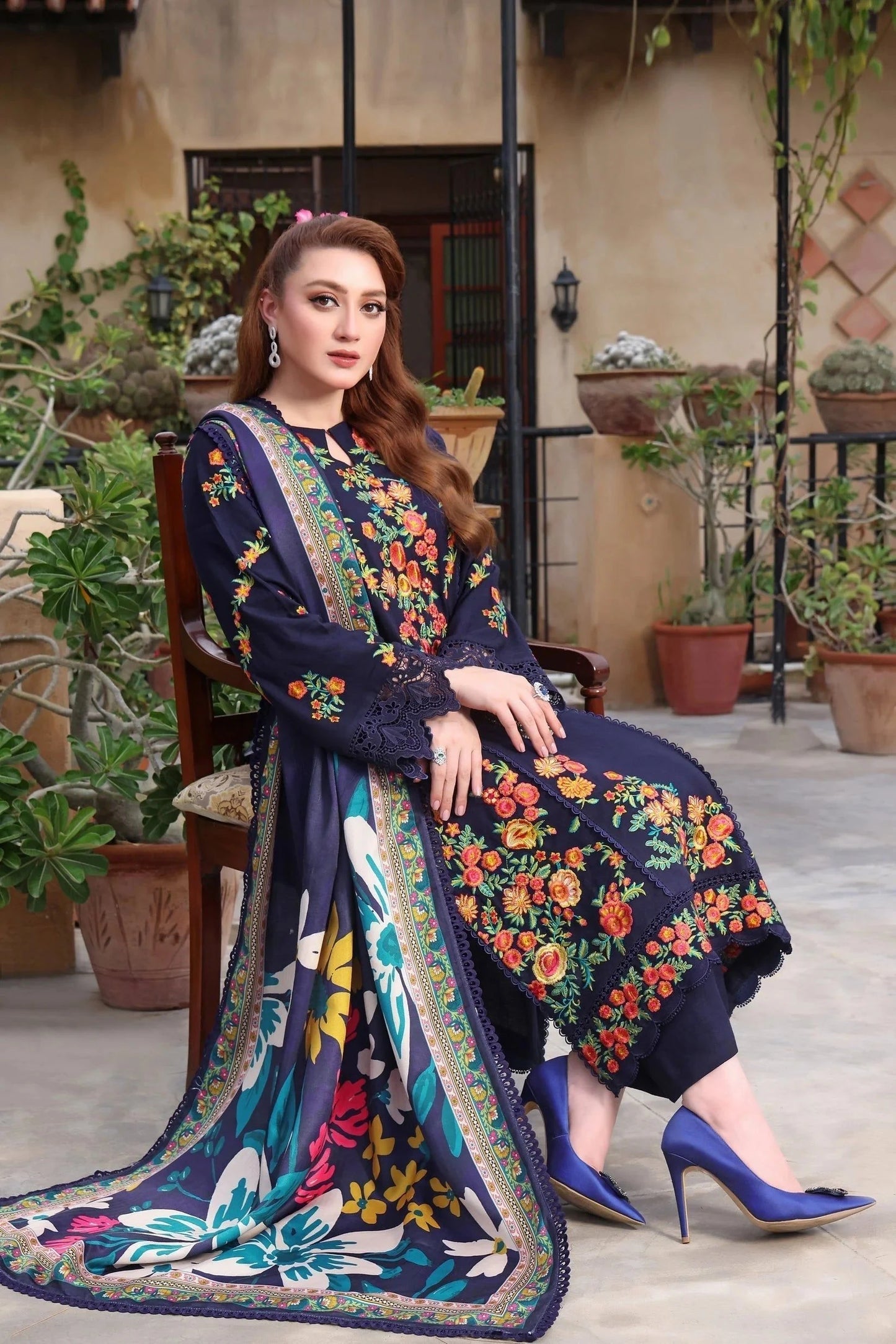 Aneela's - Heavy Embroidered - Unstitched Lawn 3pc Suit