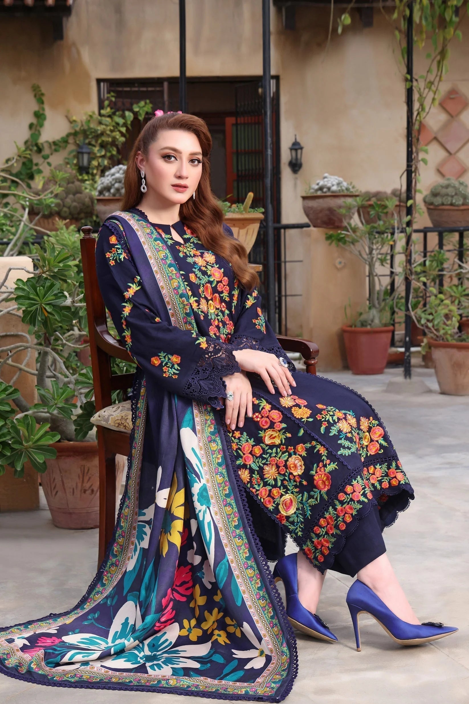 Aneela's - Heavy Embroidered - Unstitched Lawn 3pc Suit