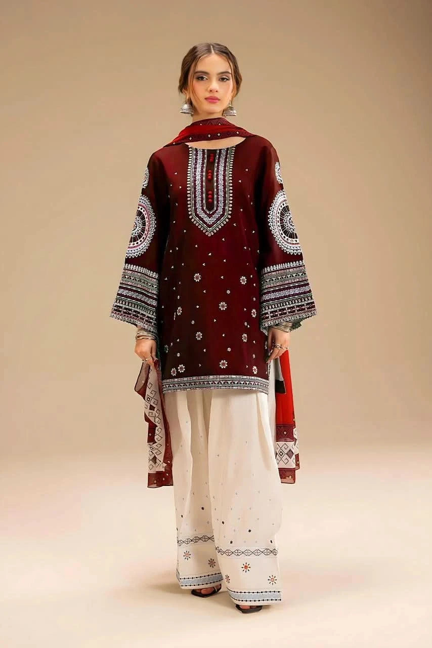 Jazmin - Premium Unstitched - Embroidered Lawn 3pc Suit