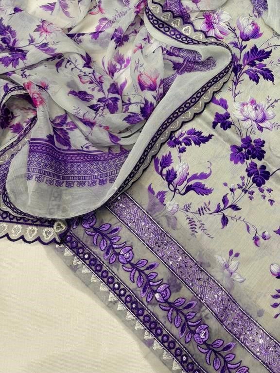 Premium Unstitched - Lawn 3pc Embroidered Suit