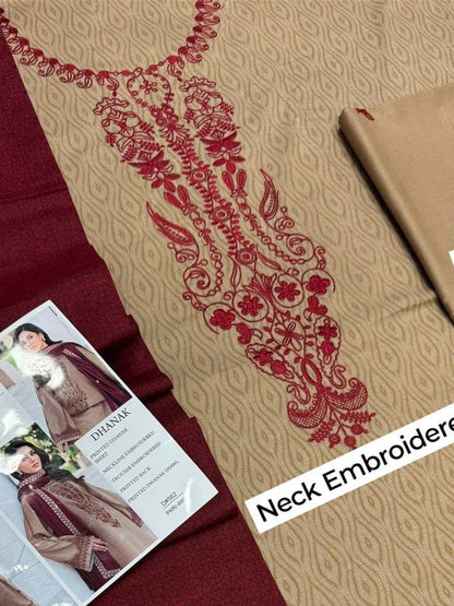 Unstitched - Dhanak 3pc Embroidered Suit