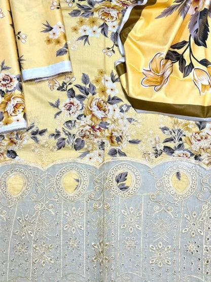 Unstitched - Linen 3pc Embroidered Suit