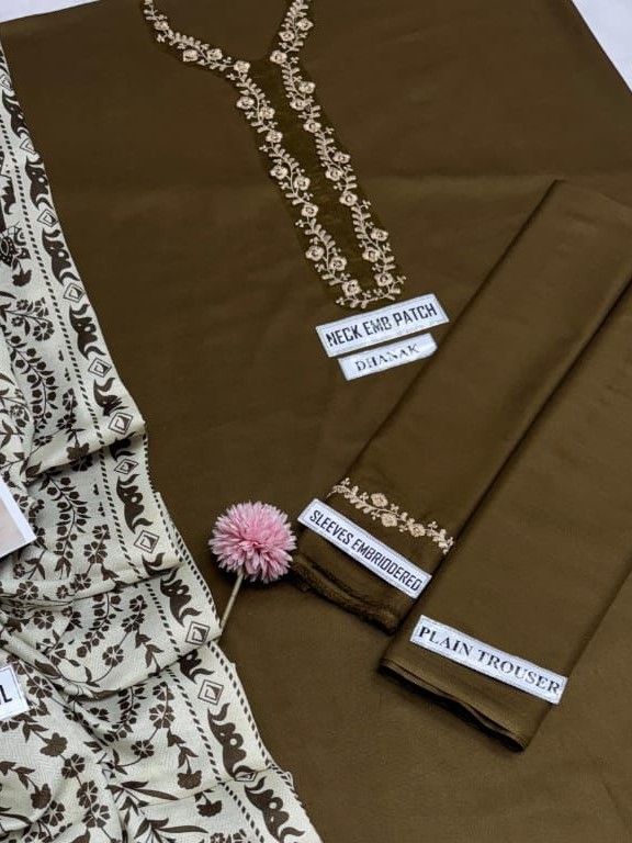 Unstitched - Dhanak 3pc Embroidered Suit