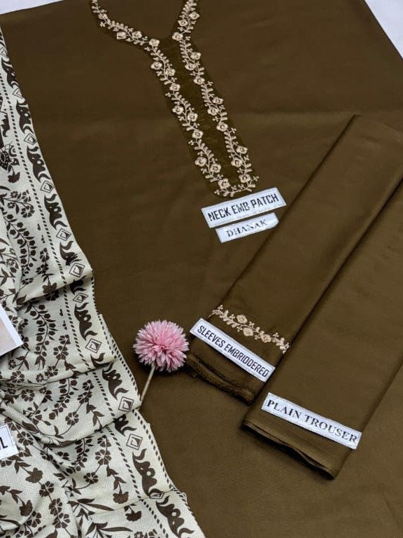 Unstitched - Dhanak 3pc Embroidered Suit