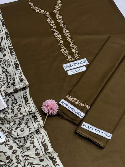 Unstitched - Dhanak 3pc Embroidered Suit