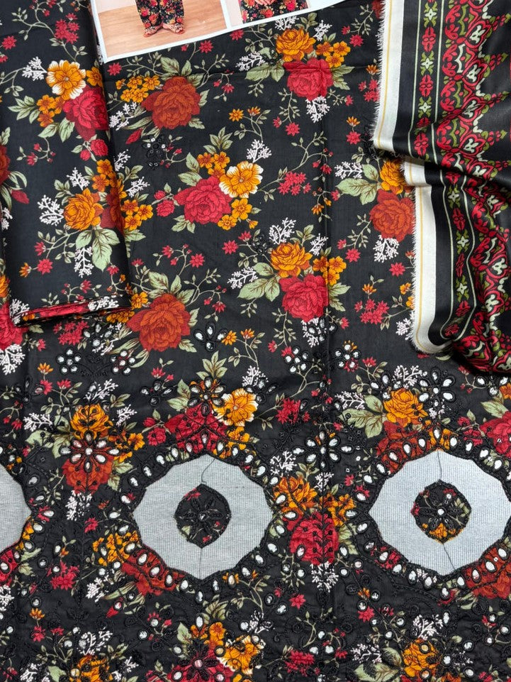 Unstitched - Linen 3pc Embroidered Suit