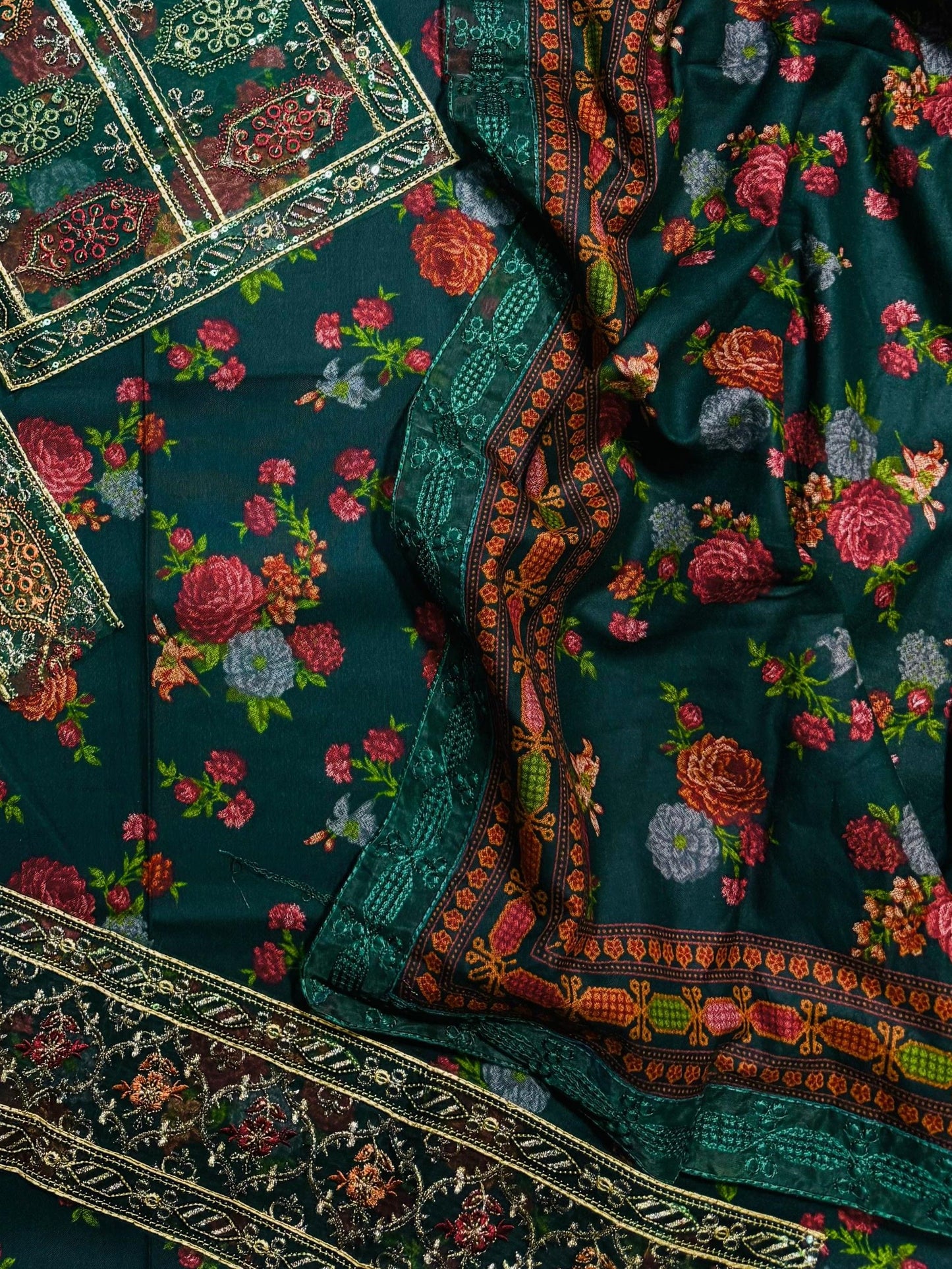 Unstitched - Dhanak 3pc Embroidered Suit
