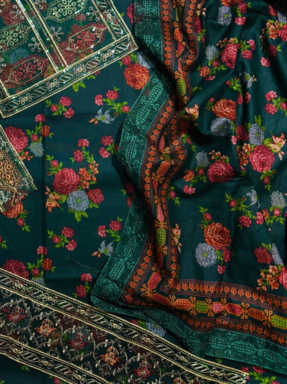 Unstitched - Dhanak 3pc Embroidered Suit
