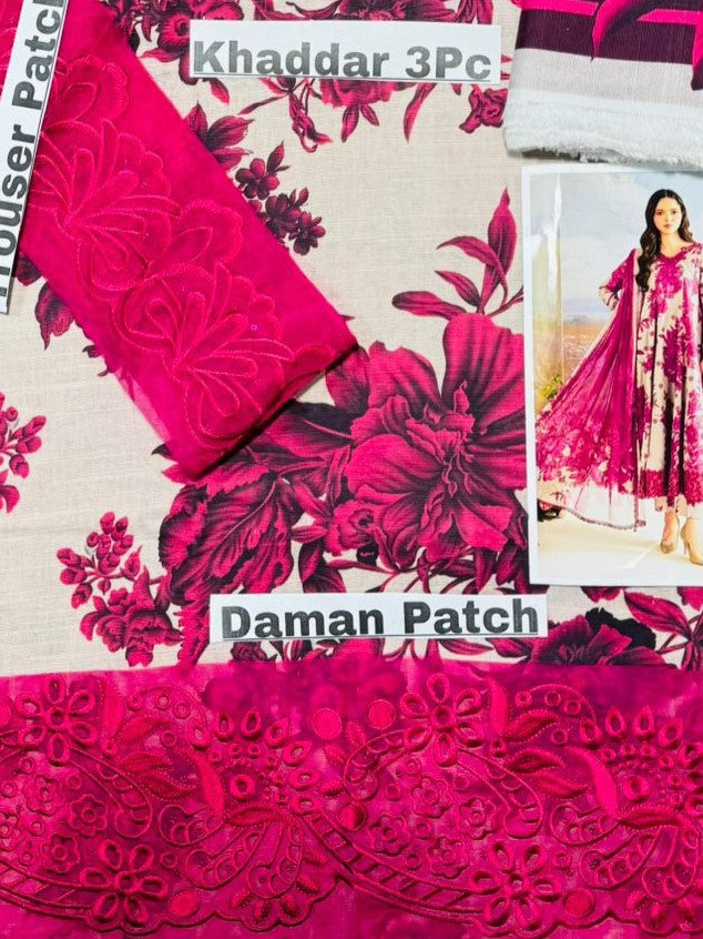 Unstitched - Khaddar 3pc Printed Suit