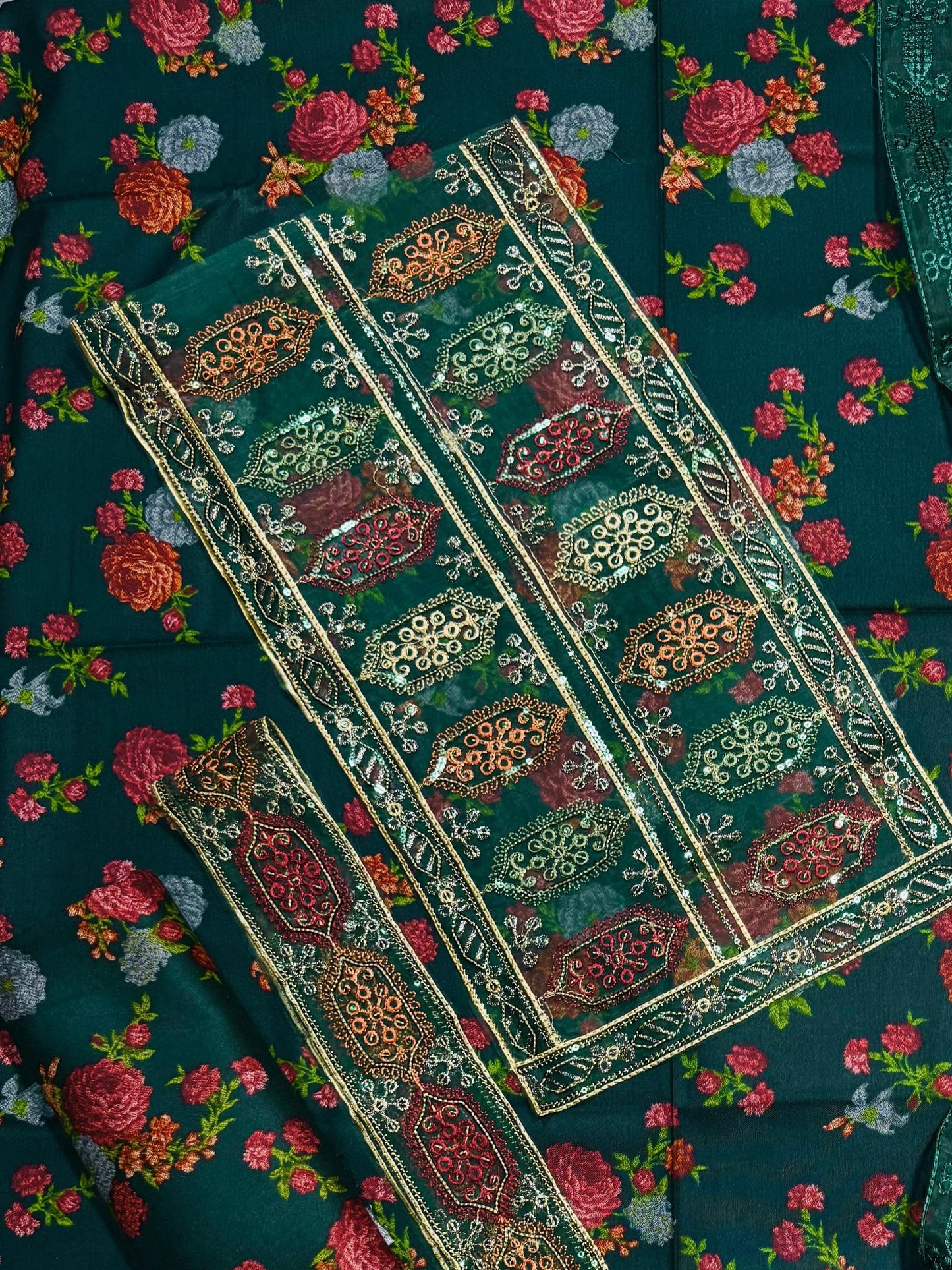 Unstitched - Dhanak 3pc Embroidered Suit